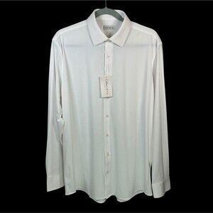 Collars & Co Apex Performance Dress Shirt Large White Stretch Button Down NWT